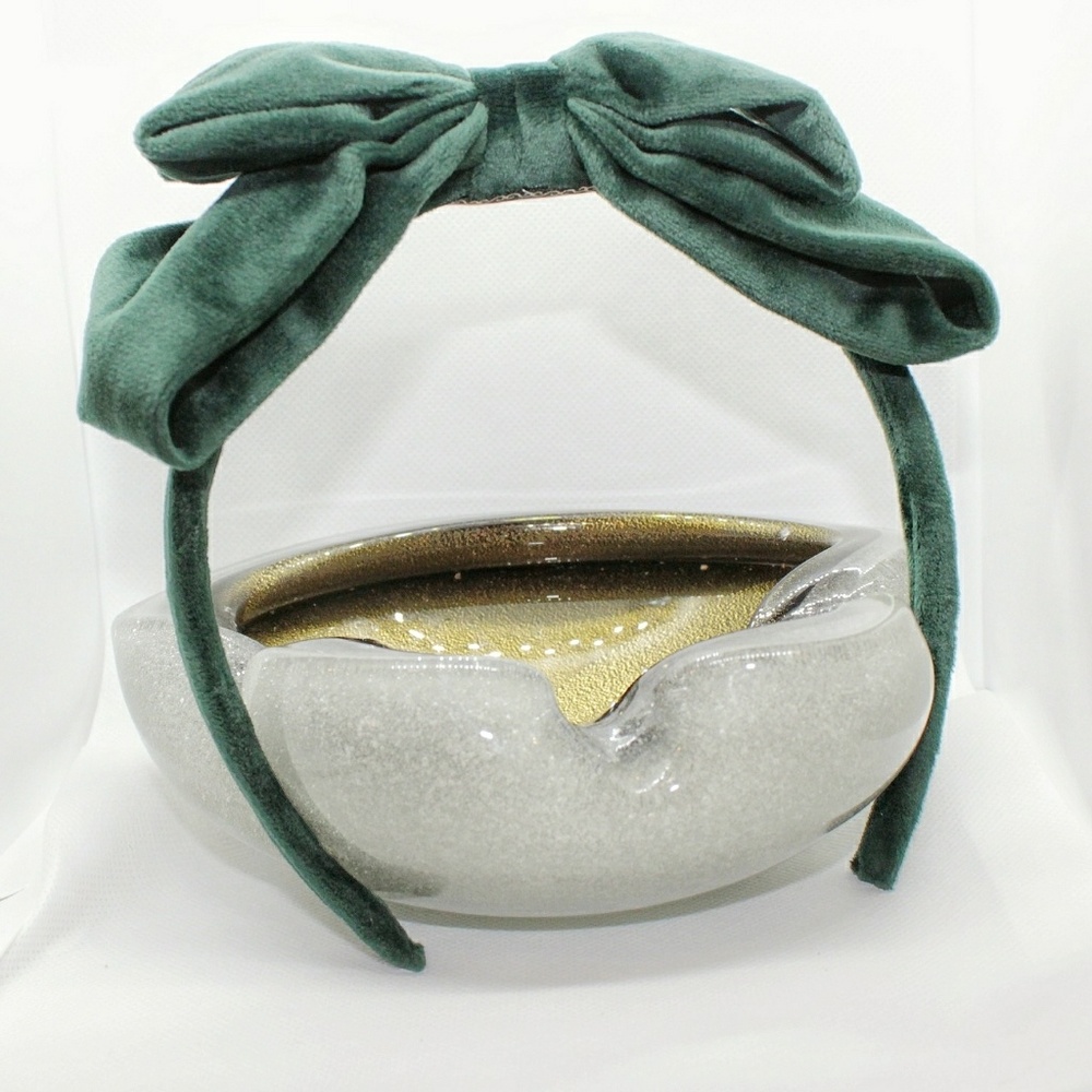 Gorgeous Handmade Green Velvet Large Bow Headband